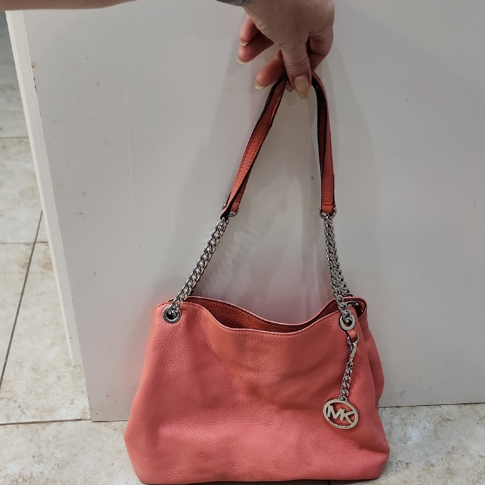 Michael Kors Coral Shoulder Bag with Chain Straps
